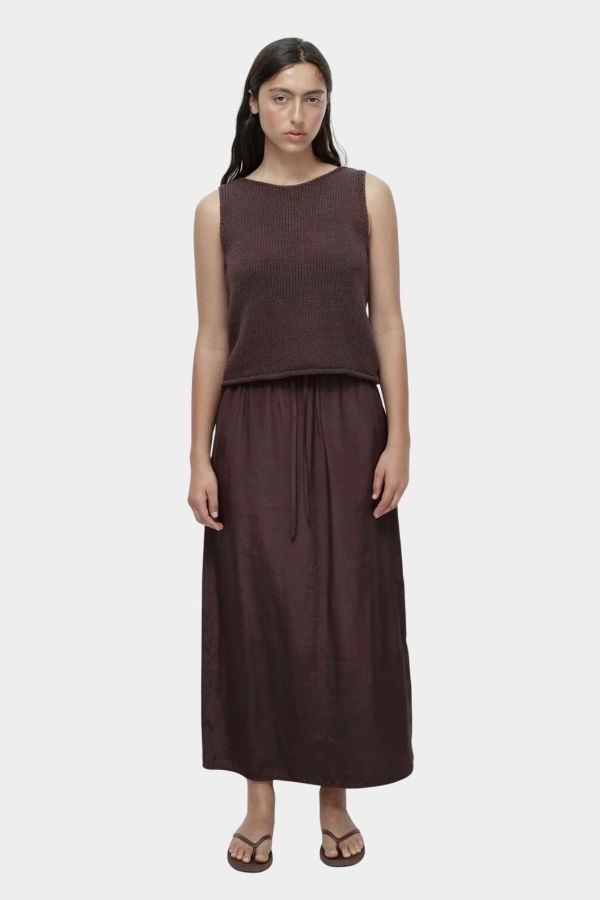 Mijeong Park Boat Neck Knit Tank - Dark Brown