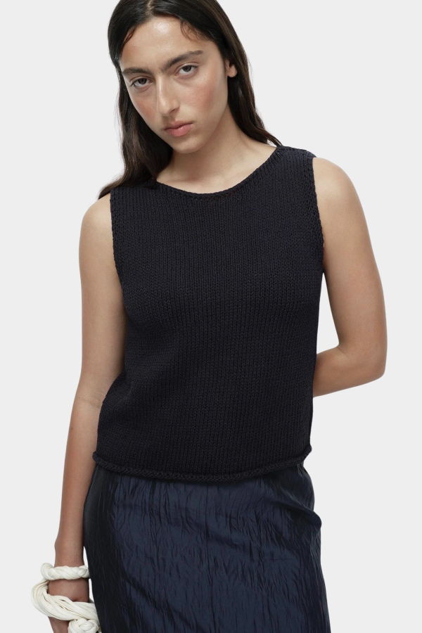 Mijeong Park Boat Neck Knit Tank - Navy