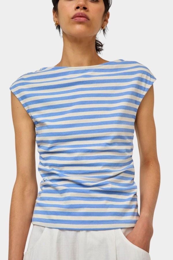 No.6 Carly Top - Blue And White Stripe