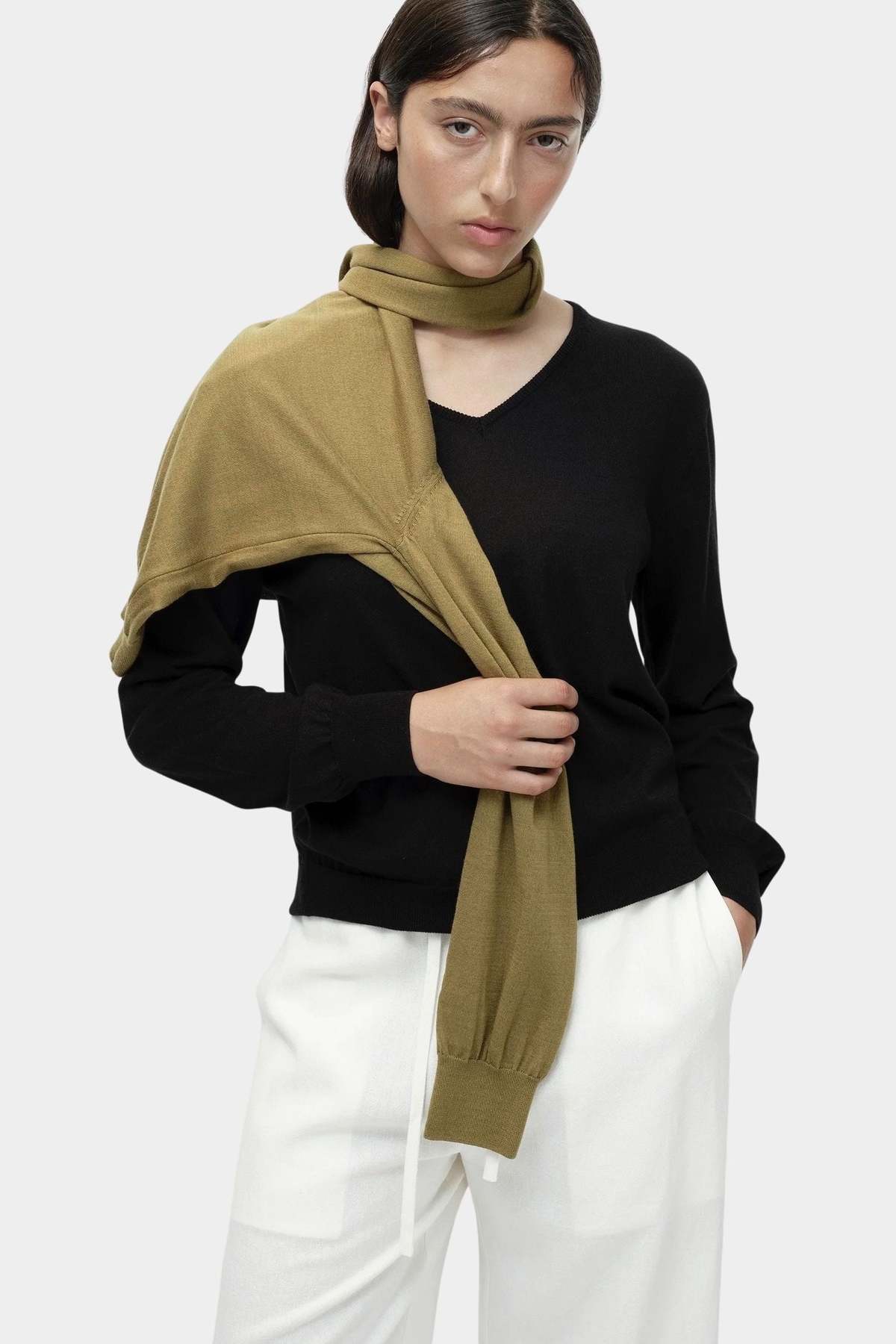 Mijeong Park Cotton Blend V-Neck Knit Top - Black - Image 5 of 6