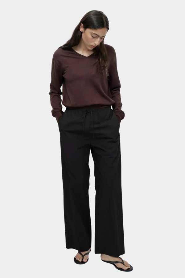 Mijeong Park Cotton Blend V-Neck Knit Top - Brown