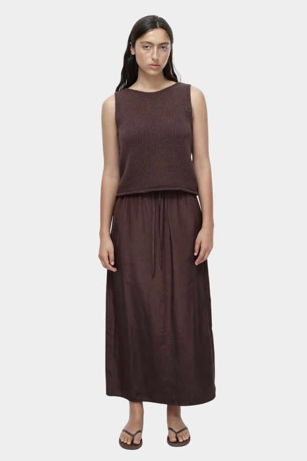 Mijeong Park Drawstring Midi Skirt - Dark Brown