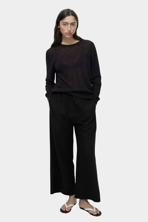 Mijeong Park Linen Blend Cropped Pants - Black