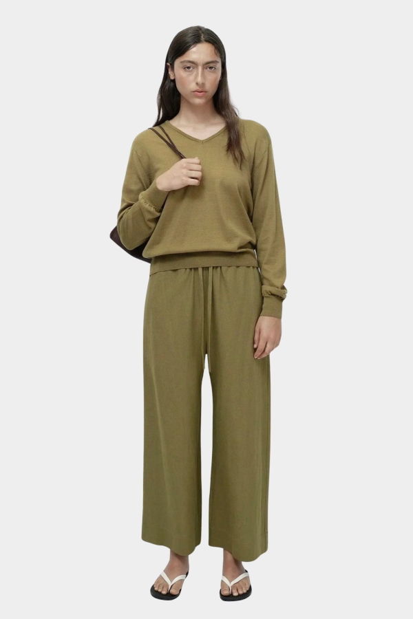 Mijeong Park Linen Blend Cropped Pants - Green