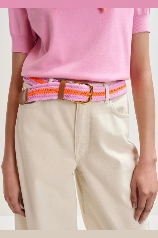 Essentiel Jintonic Striped Belt With Gold-Tone Buckle