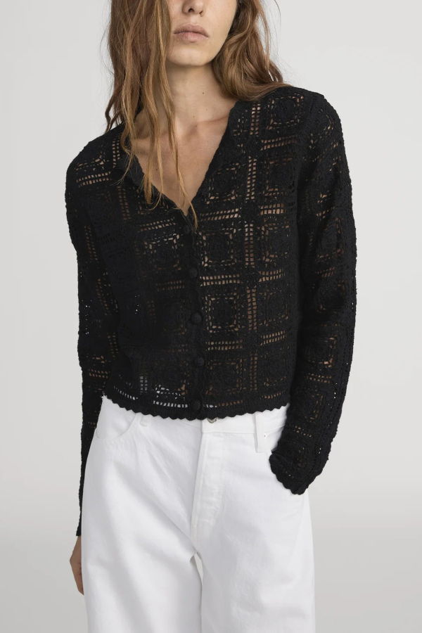 FRAME Denim The Crochet Cardi Cardigan