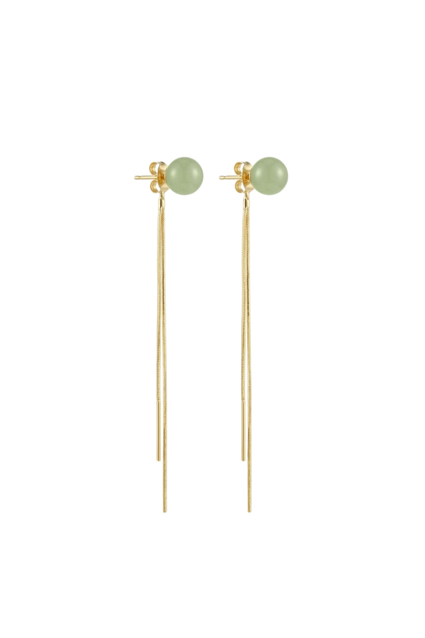 seree Sia Jade Drop Earrings - Light Green