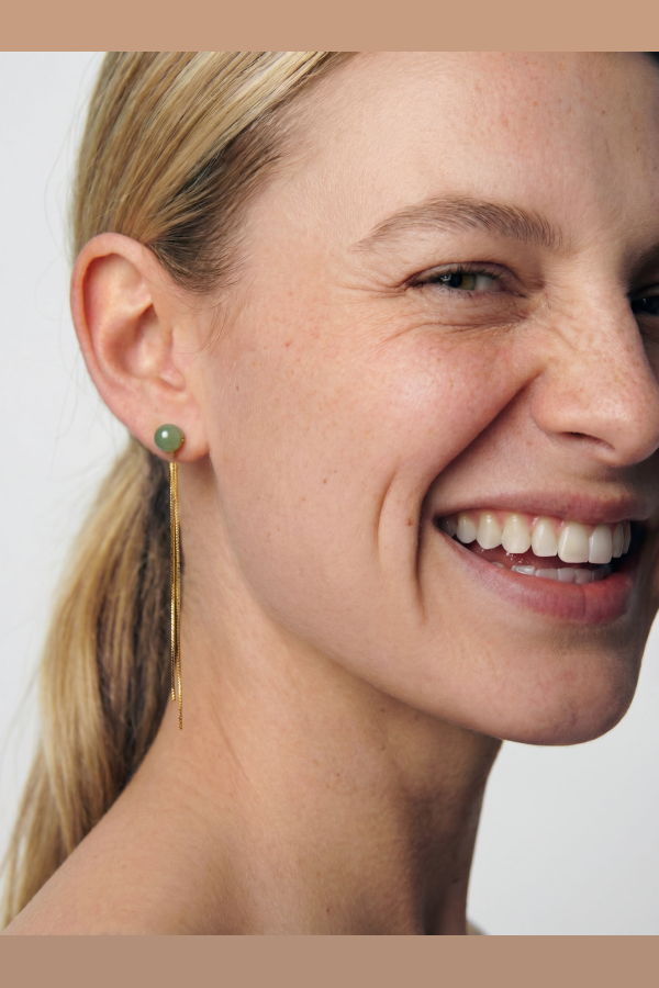 seree Sia Jade Drop Earrings - Light Green