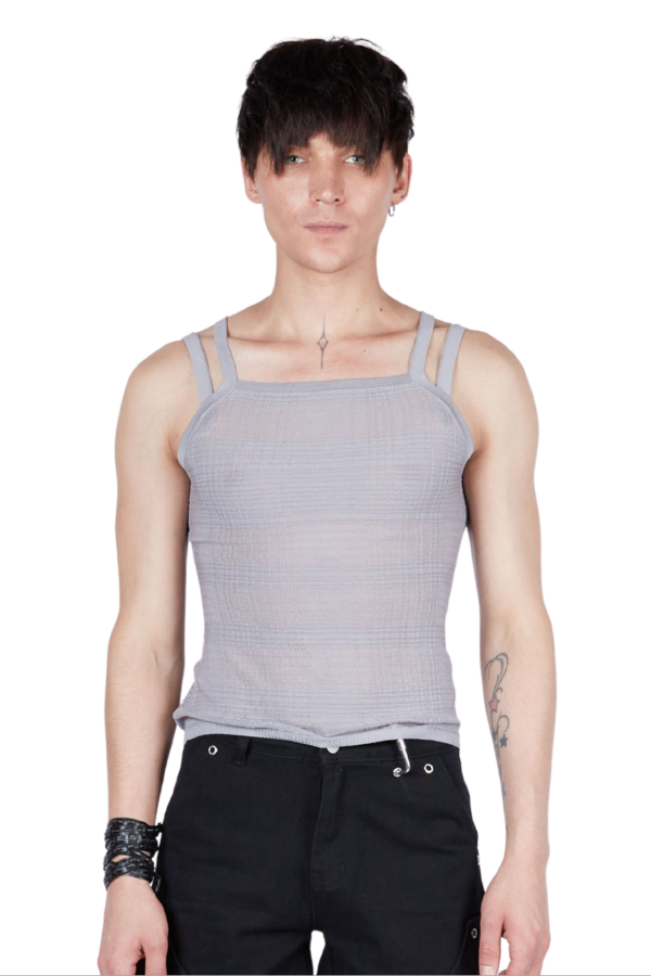 FANG NYC Knitted Plaid Double Stripe Tank