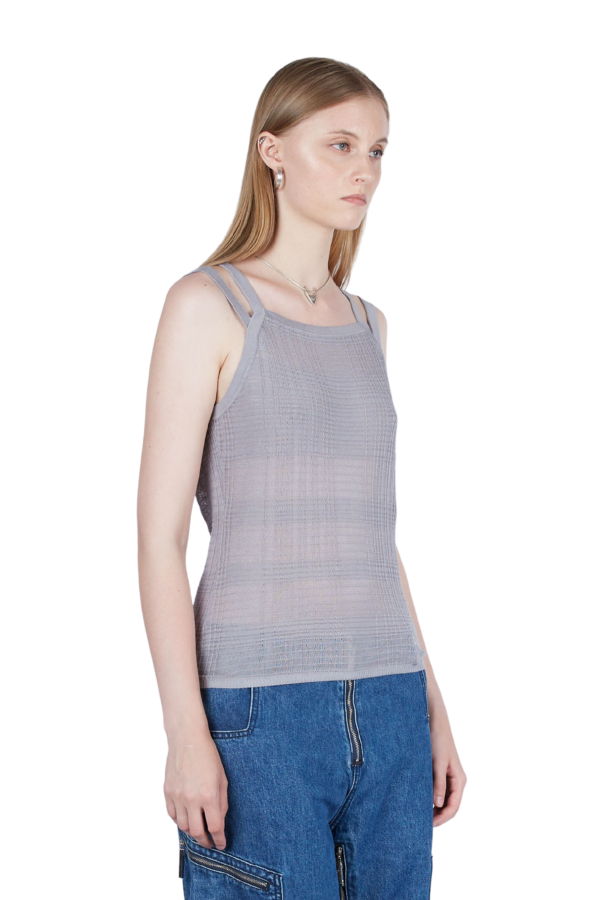 FANG NYC Knitted Plaid Double Stripe Tank