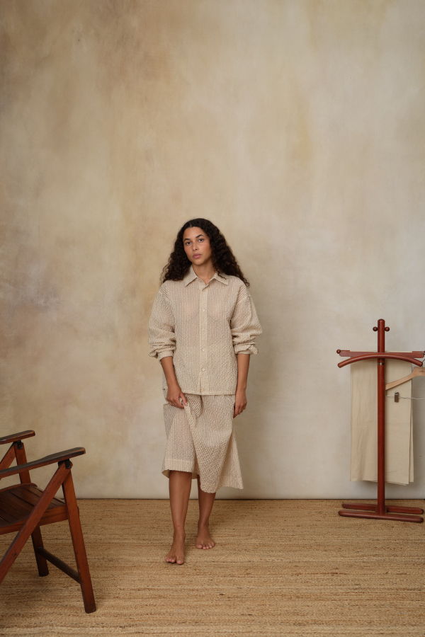 Colbo Cropped Shirt, Textured Gingham