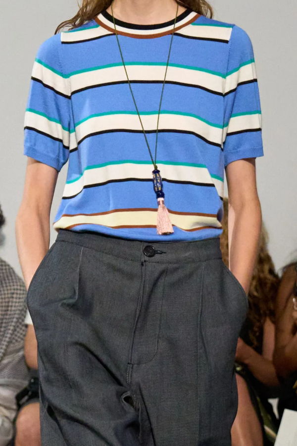 ZANKOV Benji Merino Striped Short Sleeve Top - Hyacinth