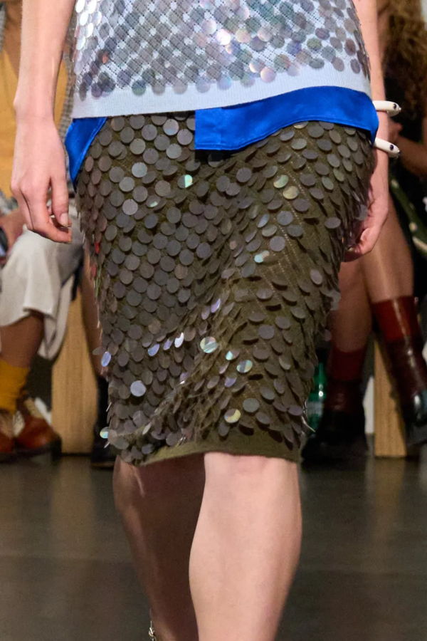 ZANKOV Matteo Pailette Skirt - Olive