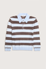 ZANKOV Pointelle Stripe Polo Sweater - Baby Blue - Thumbnail 1
