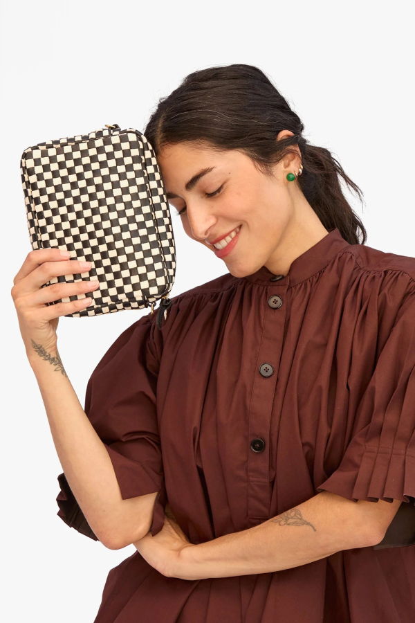 Clare V. Midi Sac Woven Checker Crossbody Bag