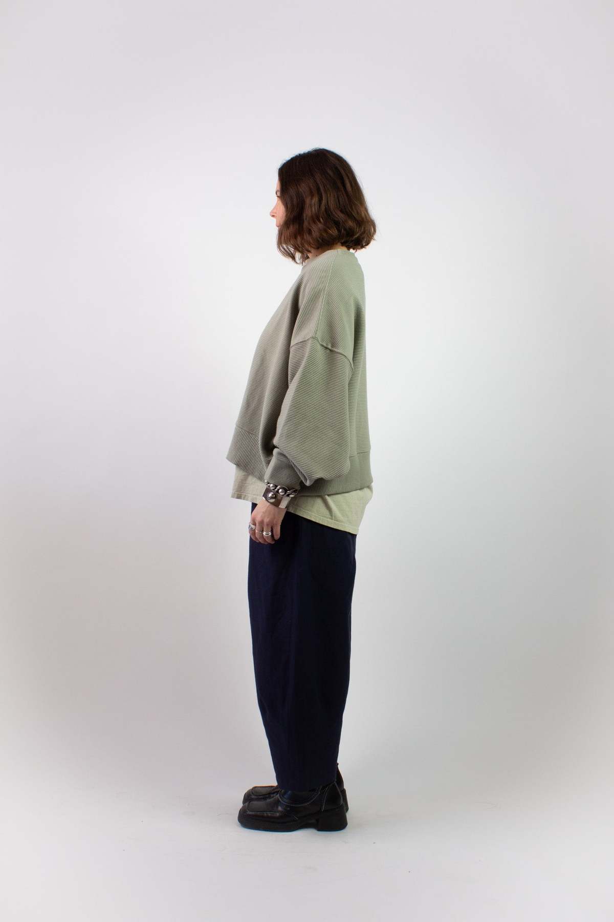 NA NIN Margot Rippled Cotton Sweatshirt - Mineral - Image 5 of 6