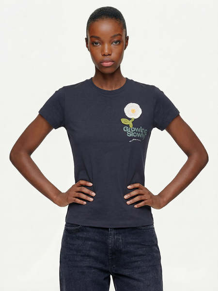 Ganni Basic Cotton Jersey Neon Kitty T-Shirt - Phantom | Garmentory