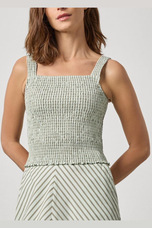 Lilla P. Striped Smocked Tank - Pool Stripe