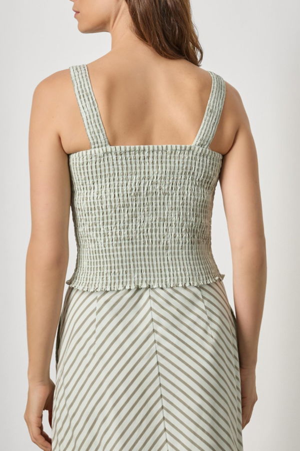 Lilla P. Striped Smocked Tank - Pool Stripe