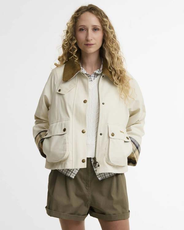 Barbour Cropped Beadnell Casual Jacket - Light Pearl Barbour Cropped Beadnell Casual Jacket - Light Pearl