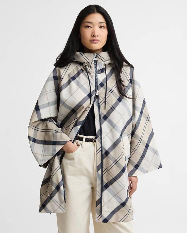 Barbour Kinsale Tartan Showerproof Cape - Dress Navy Tartan Barbour Kinsale Tartan Showerproof Cape - Dress Navy Tartan