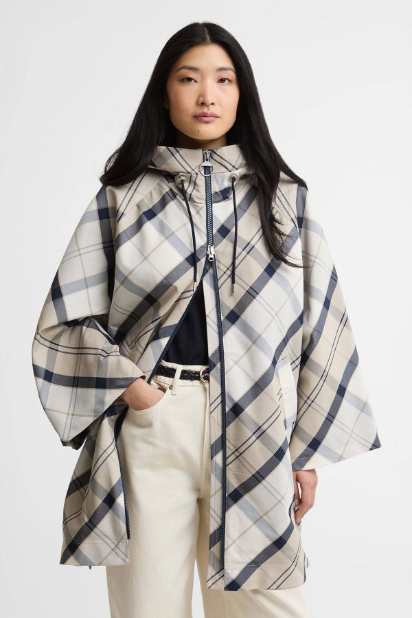 Barbour Kinsale Tartan Showerproof Cape - Dress Navy Tartan