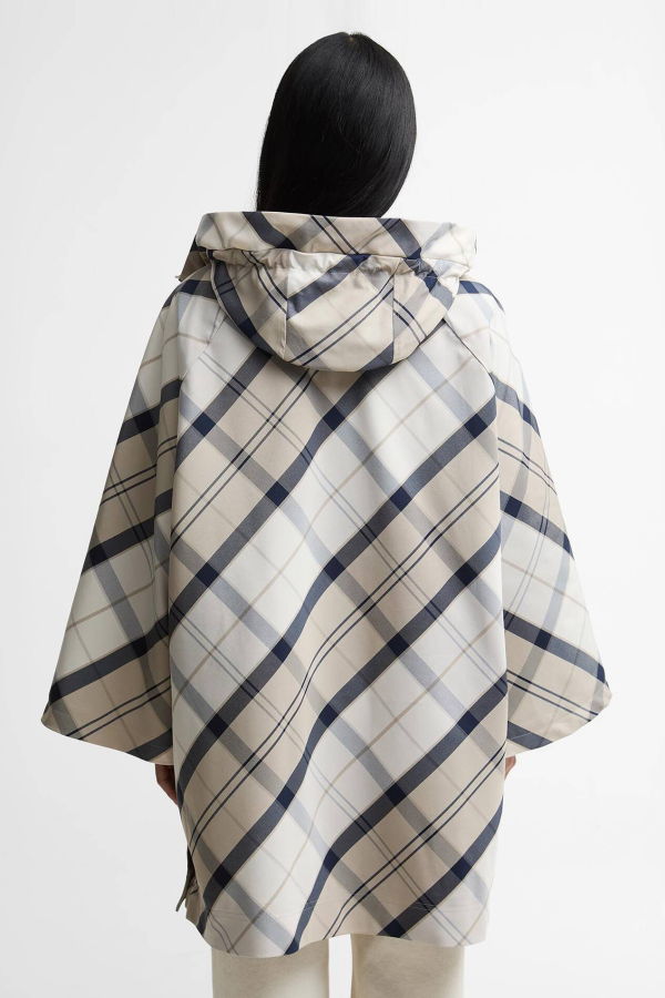 Barbour Kinsale Tartan Showerproof Cape - Dress Navy Tartan