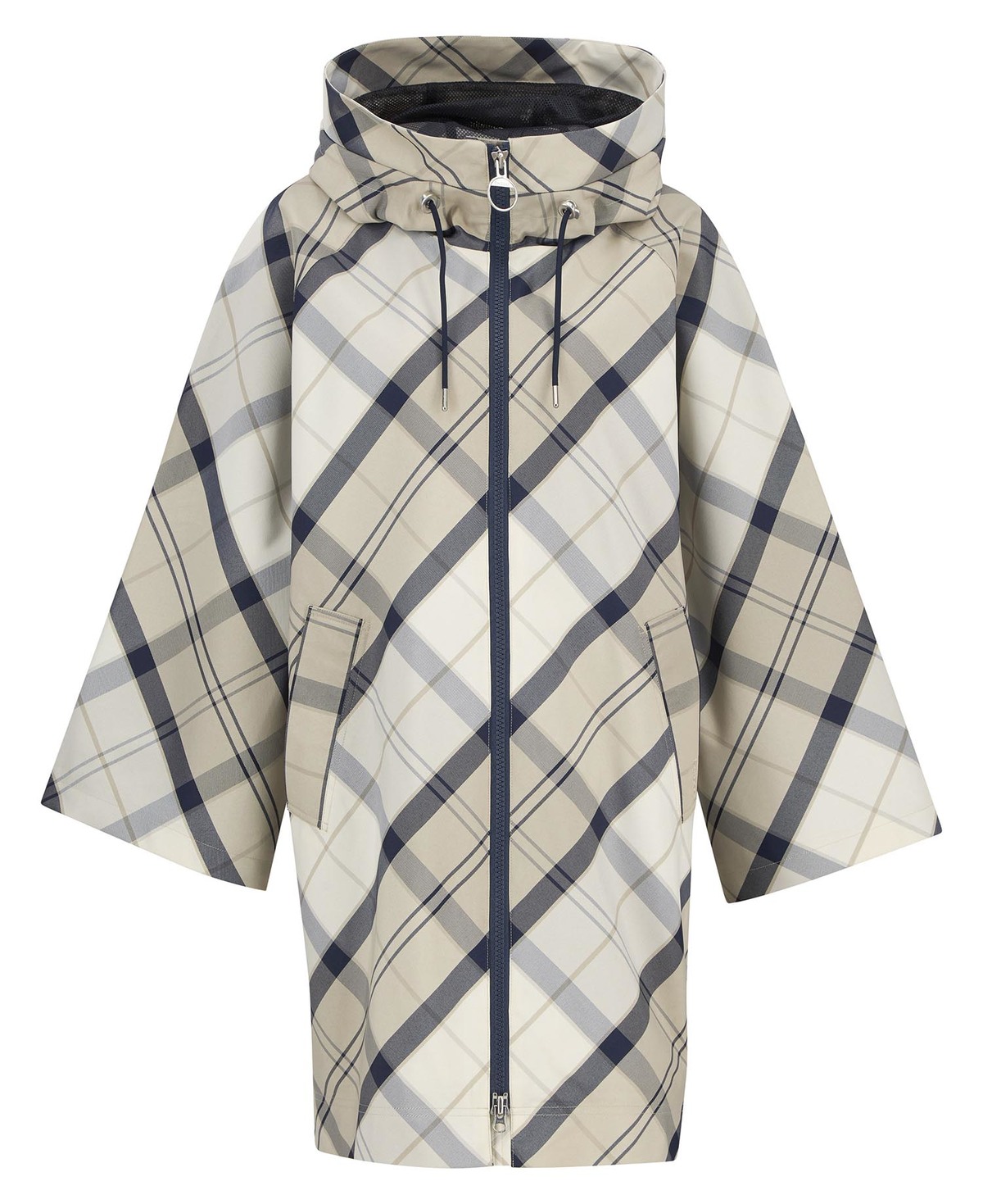 Barbour Kinsale Tartan Showerproof Cape - Dress Navy Tartan - Image 3 of 3