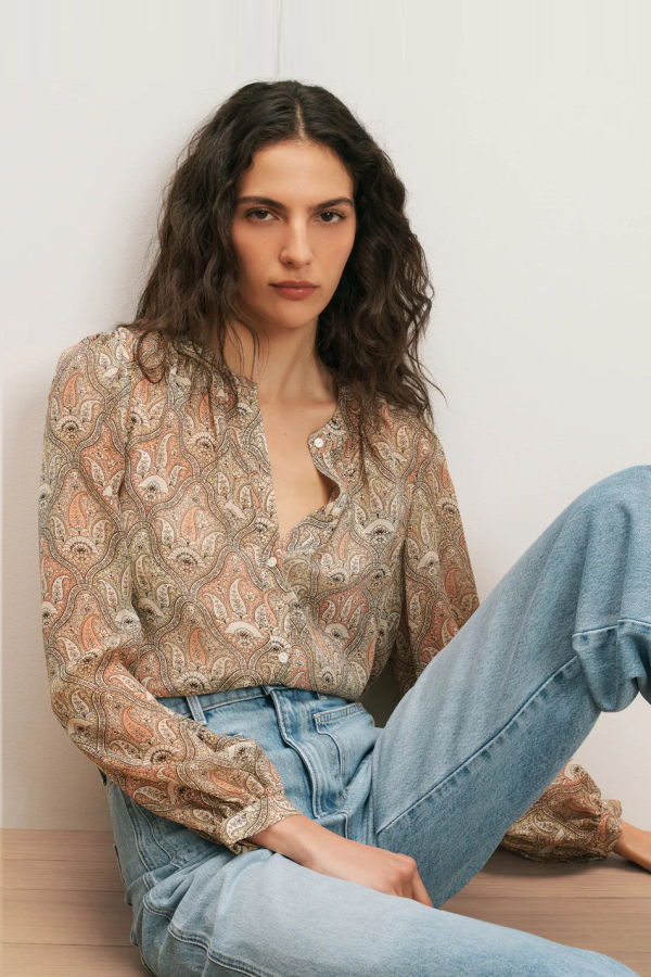 Veronica Beard Ashlynn Top - Stone Khaki Multi