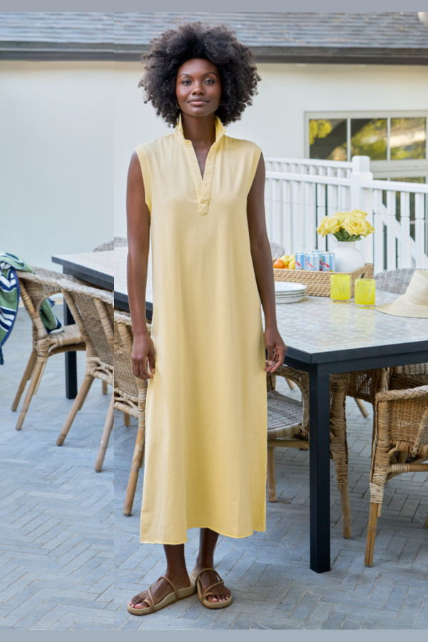 Frank & Eileen Lily Popover Henley Dress - Lemon