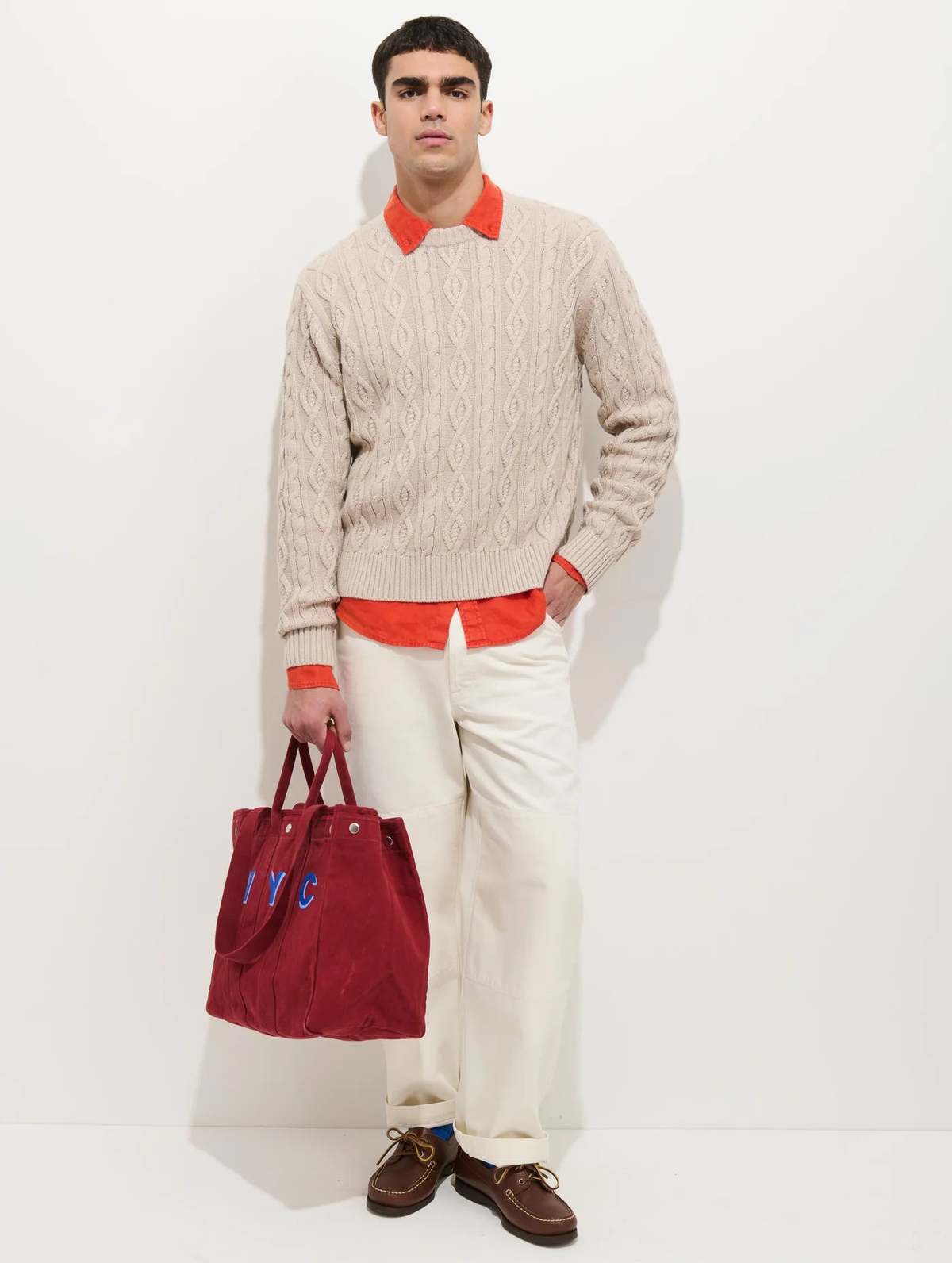 Alex Mill Aaron Cable Sweater in Cotton - Image 3 of 5