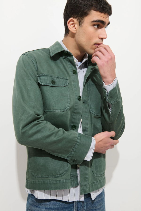 Alex Mill Garment Dyed Work Jacket in Recycled Denim