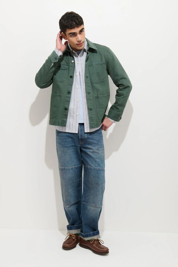 Alex Mill Garment Dyed Work Jacket in Recycled Denim