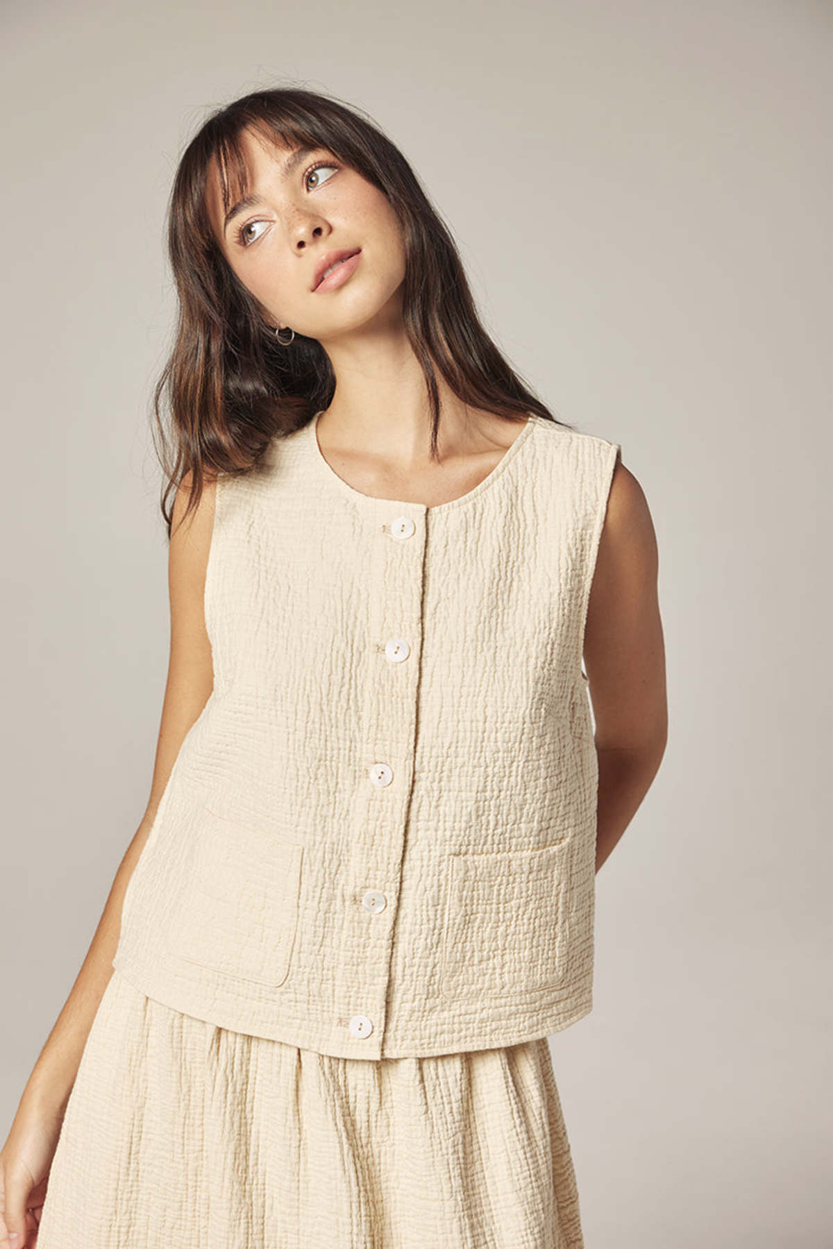 amente Button Down Jacquard Top - Image 3 of 5