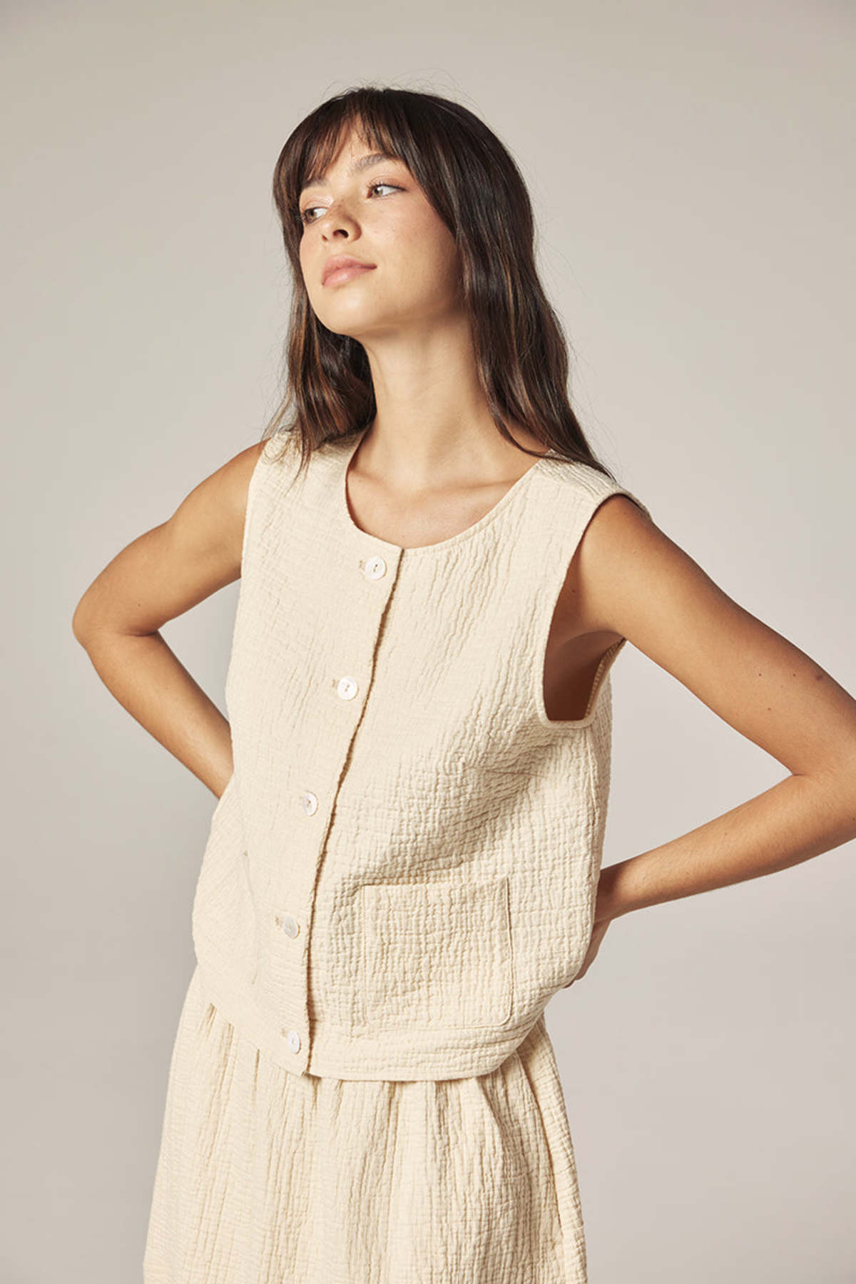 amente Button Down Jacquard Top - Image 4 of 5