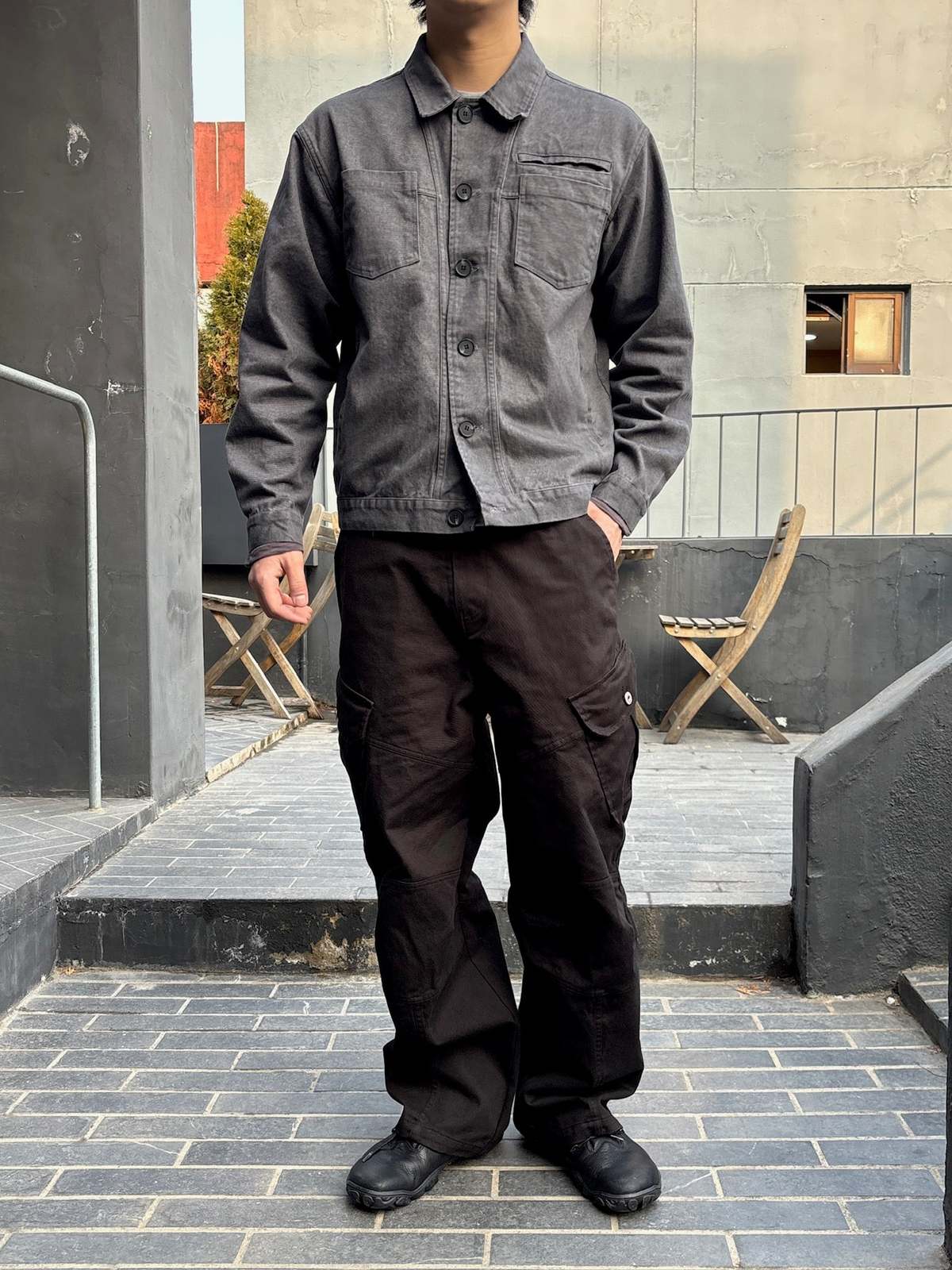 The NKC Store Patin Washed Denim Jacket - Grey - Image 4 of 8