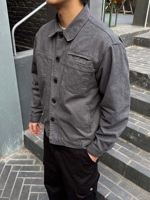 The NKC Store Patin Washed Denim Jacket - Grey