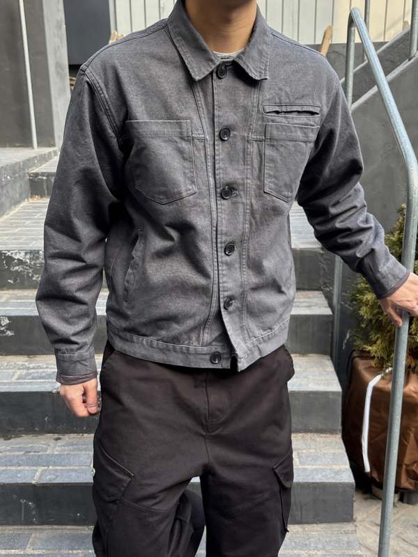 The NKC Store Patin Washed Denim Jacket - Grey