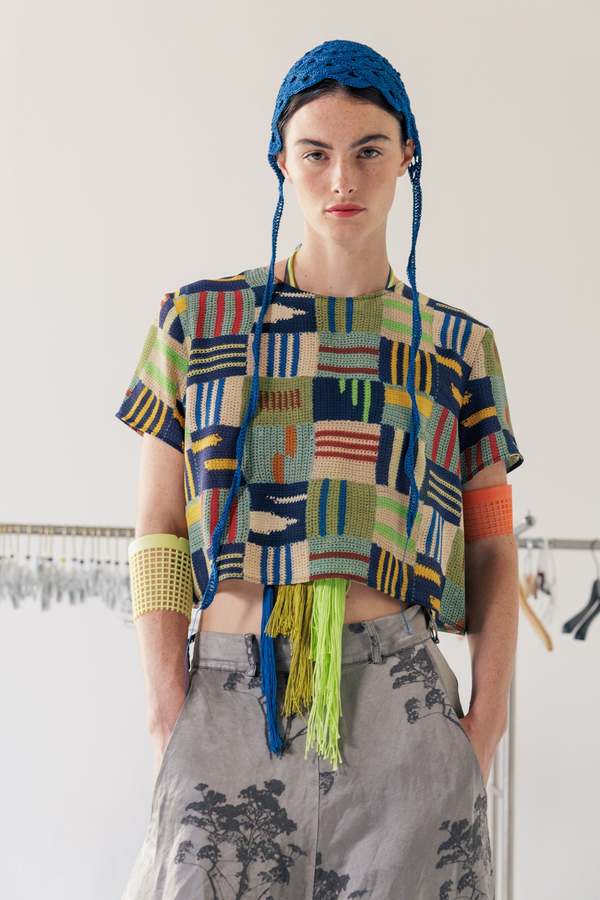 Serienumerica Cropped Printed T-Shirt - Sand