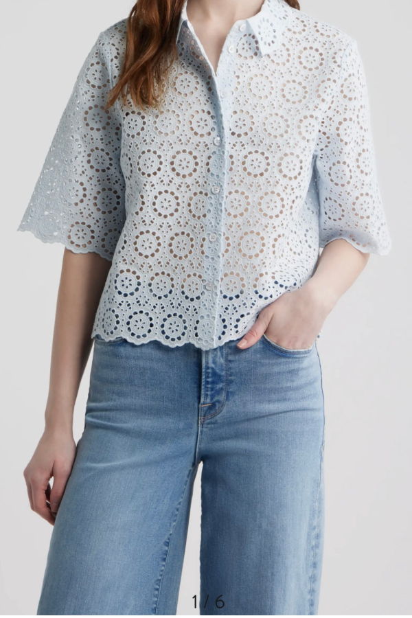 FRAME Denim The Petal Eyelet Shirt