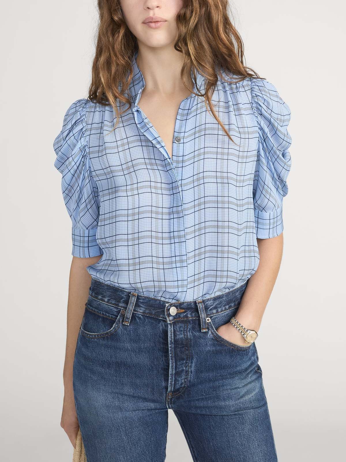 FRAME Denim The Plaid Gillian Top - Image 2 of 3