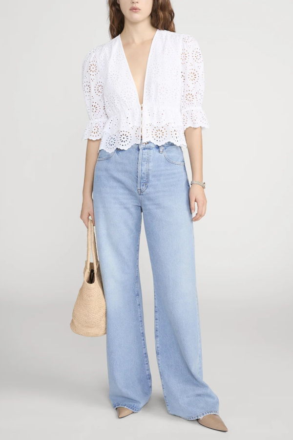 FRAME Denim The Solstice Eyelet Blouse
