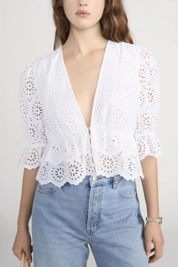 FRAME Denim The Solstice Eyelet Blouse