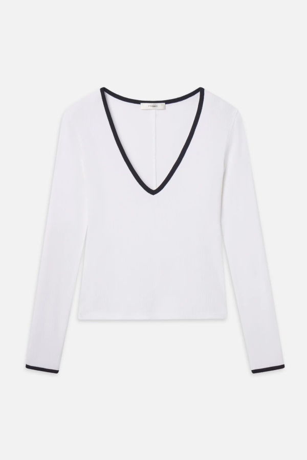 FRAME Denim The Sporty V Neck Top