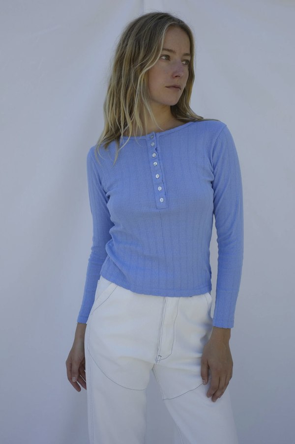 Emma Rothkopf Henley Tee - Cornflower