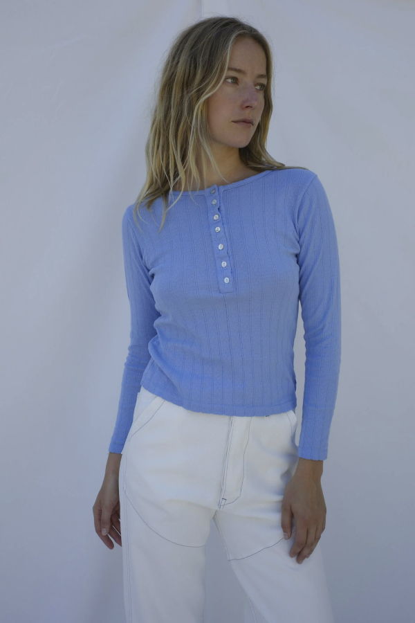 Emma Rothkopf Henley Tee - Cornflower