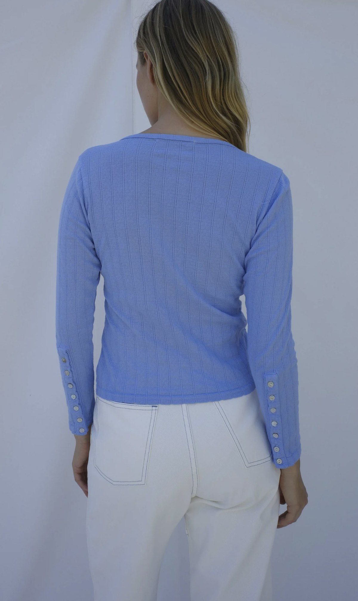 Emma Rothkopf Henley Tee - Cornflower - Image 2 of 2