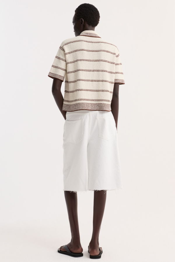 Rohe Towelling Striped Polo Top