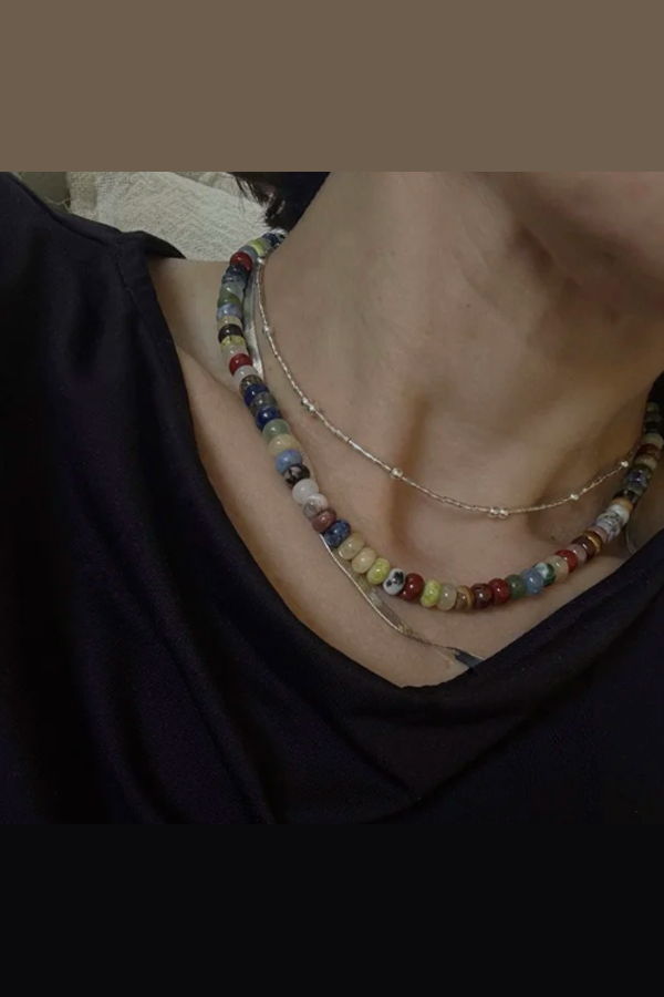 Sea + Pattern Precious Gem Necklace