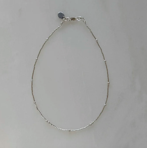 Sea + Pattern Sterling Beaded Necklace 15.5"